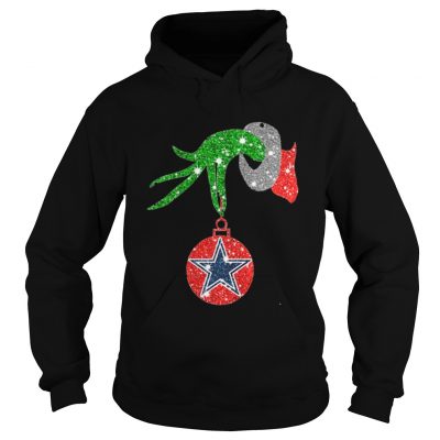 Grinch Hand Ornament Dallas Cowboys Glitter Christmas Hoodie