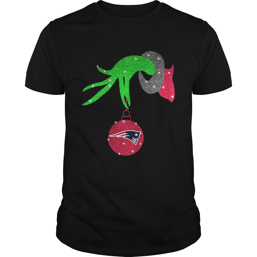 Grinch hand holding New England Patriots Christmas shirt