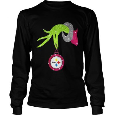 Grinch hand holding Pittsburgh Steelers ornament Longsleeve Tee