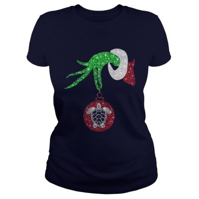 Grinch hand holding turtle ornament Ladies Tee