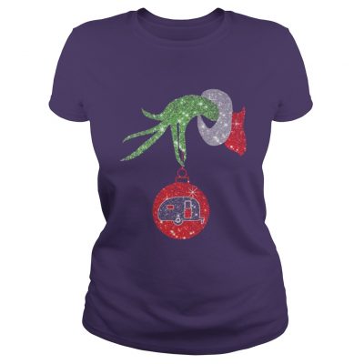  Grinch hand holds Hippie car ornament Ladies Tee