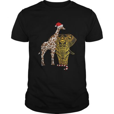 Guys Adorable Gift For Christmas Eve Elephant Giraffe Shirt