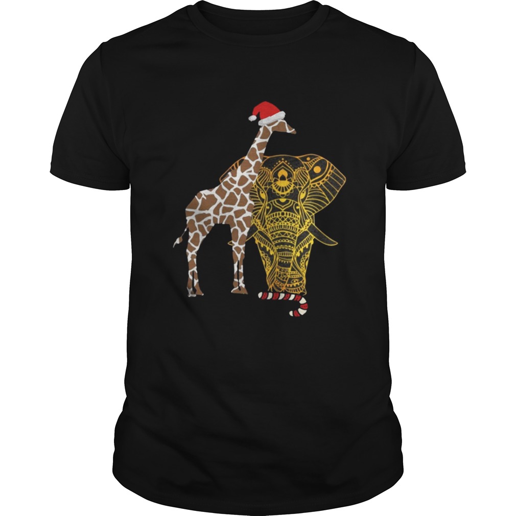 Adorable Gift For Christmas Eve Elephant Giraffe Shirt