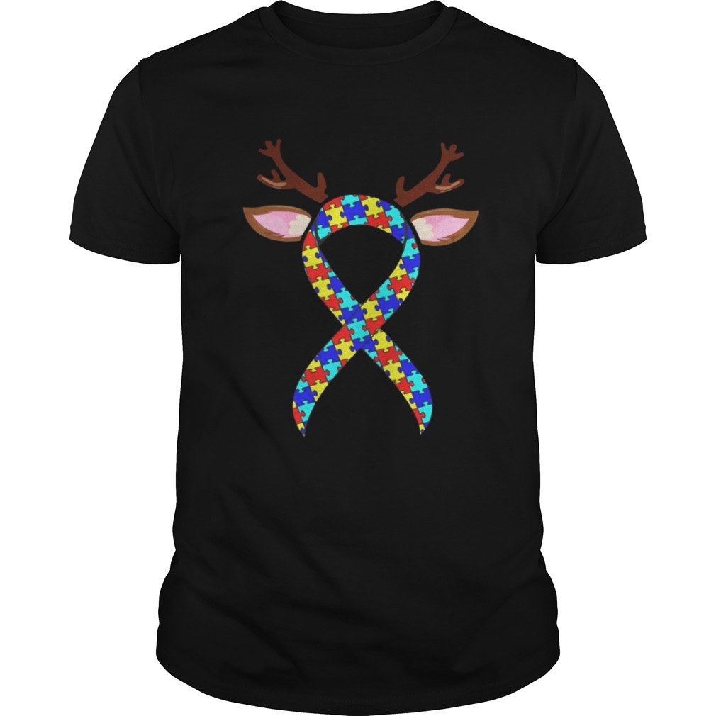 Autism Reindeer Ribbon Christmas Shirt