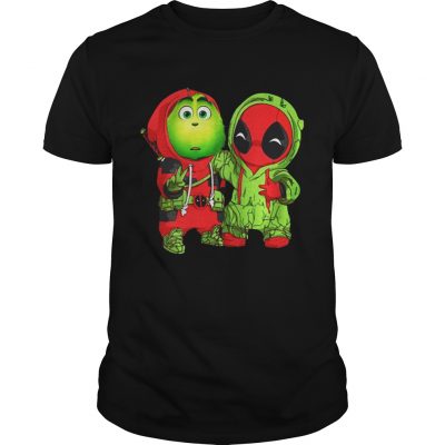 Guys Baby Grinch and Deadpool Christmas shirt