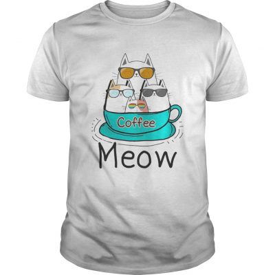 Guys Cat coffee meow shirt