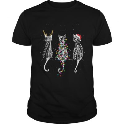 Guys Cat reindeer santa Christmas shirt