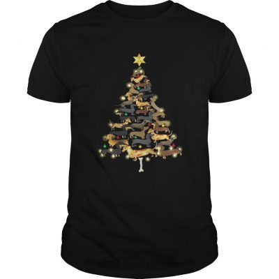 Guys Dachshunds Christmas tree shirt