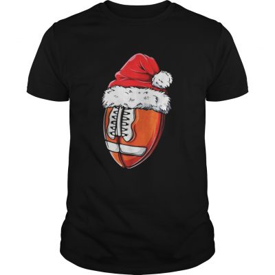 Guys Football Ball Santa Christmas Shirt