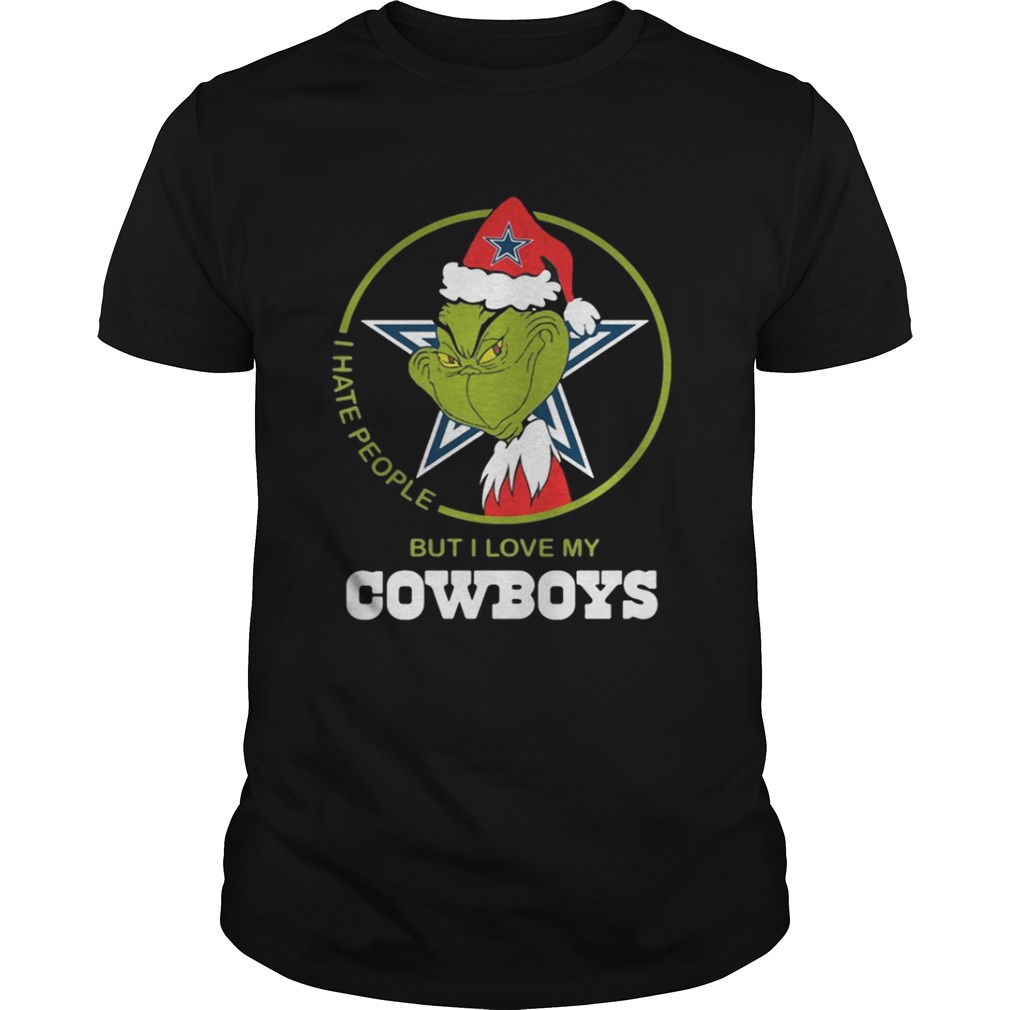 Grinch Santa I hate people but I love my Cowboys shirt