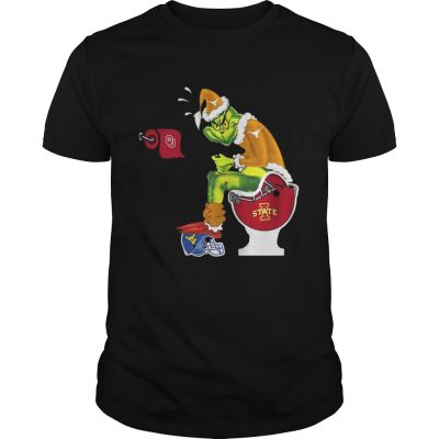 Guys Grinch Santa Oklahoma State Cowboys toilet shirt