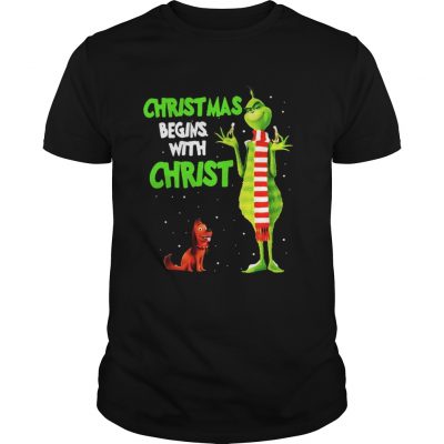 Guys Grinch and Max christmas begins with christ shirt