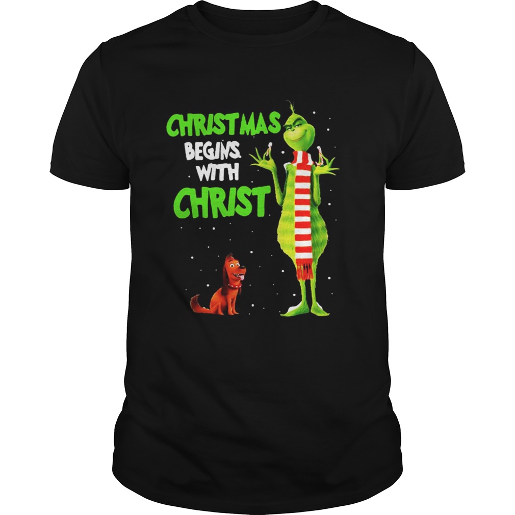 Grinch and Max christmas begins with christ shirt