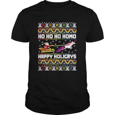 Guys Ho Ho Ho Homo Happy Holigays Santa LGBT Shirt