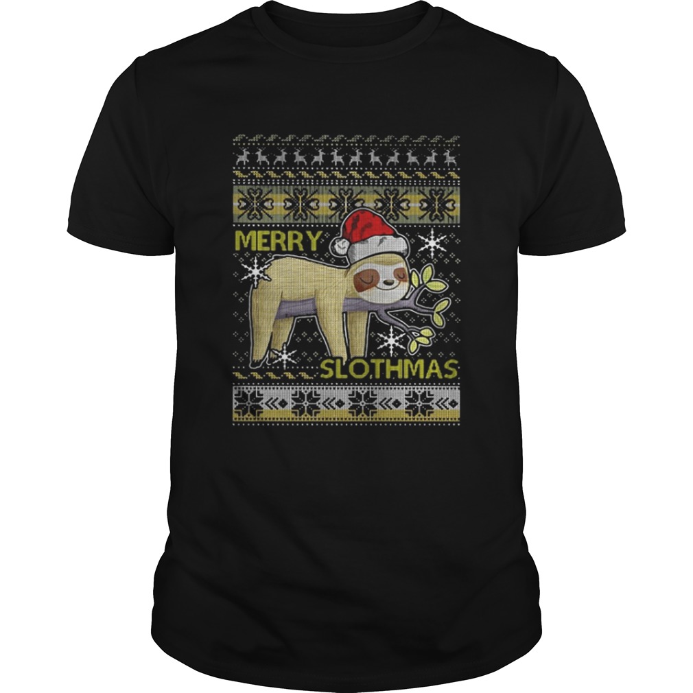 Merry Slothmas christmas hat shirt