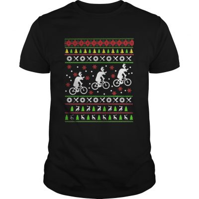 Guys Reindeers Riding Bicycles Christmas shirt