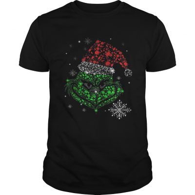 Guys Santa Grinch diamond face Christmas shirt