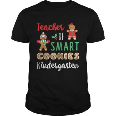 Guys Teacher Of Smart Cookies Kindergarten Shirt Xmas Teaching Shirt