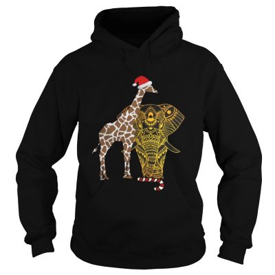 Hoodie Adorable Gift For Christmas Eve Elephant Giraffe Shirt