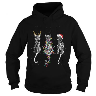 Hoodie Cat reindeer santa Christmas shirt