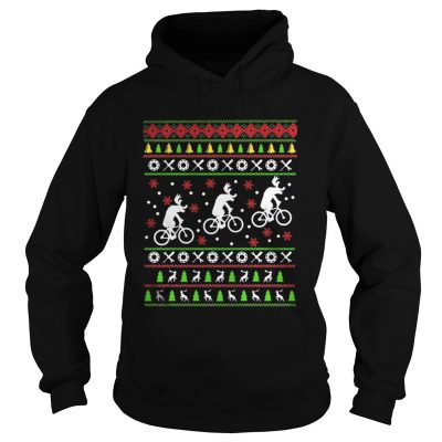 Hoodie Reindeers Riding Bicycles Christmas shirt