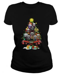 Horror Characters Christmas Tree Ladies Tee