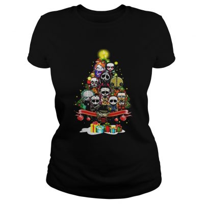 Horror Characters Christmas Tree Ladies Tee