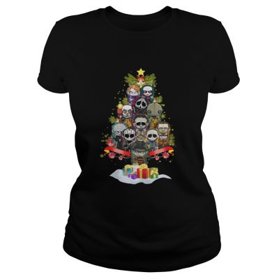 Horror Characters christmas tree Ladies Tee