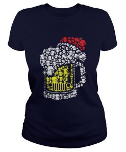 Jeep beer Santa hat Christmas Ladies Tee