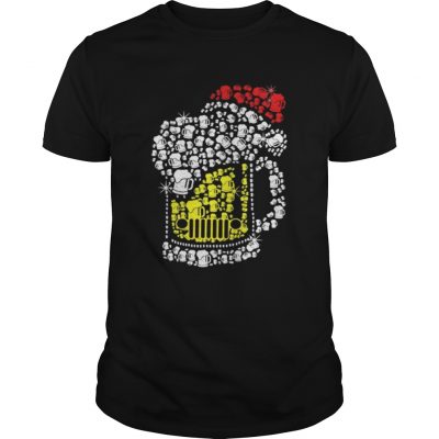 Jeep beer Santa hat Christmas shirt