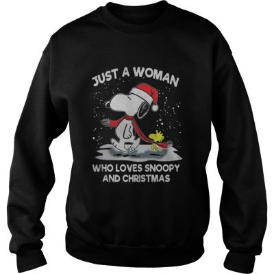 Just A Woman Who Loves Snoopy And Christmas Sweatshirt