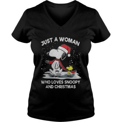 Just A Woman Who Loves Snoopy And Christmas VNeck