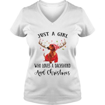 Just a girl who loves a Dachshund and Christmas VNeck