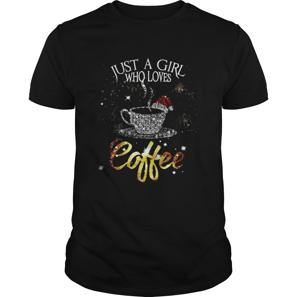 Just a girl who loves coffee santa glitter shirt