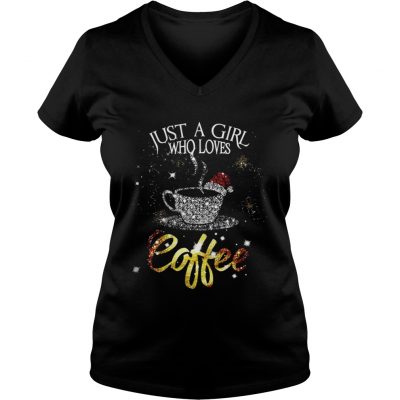 Just a girl who loves coffee santa glitter VNeck