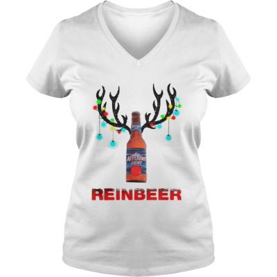 Keystone Light beer reinbeer Christmas VNeck