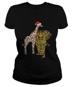 Ladies Tee Adorable Gift For Christmas Eve Elephant Giraffe Shirt