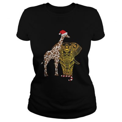 Ladies Tee Adorable Gift For Christmas Eve Elephant Giraffe Shirt