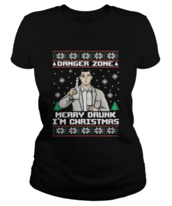 Ladies Tee Archer a danger zone merry drunk I’m Christmas shirt