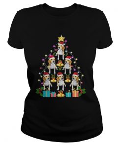 Ladies Tee Beagle Dog Christmas Tree Shirt