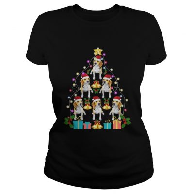 Ladies Tee Beagle Dog Christmas Tree Shirt