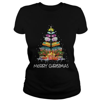 Ladies Tee Campervan Camping Car Merry Christmas shirt