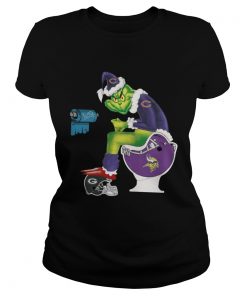 Ladies Tee Chicago Bears Grinch toilet Minnesota Vikings shirt