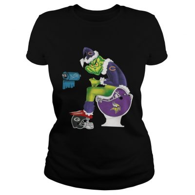 Ladies Tee Chicago Bears Grinch toilet Minnesota Vikings shirt