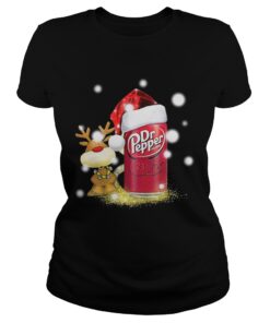 Ladies Tee Christmas Reindeer and Dr Pepper Santa Shirt