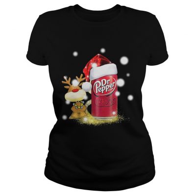 Ladies Tee Christmas Reindeer and Dr Pepper Santa Shirt