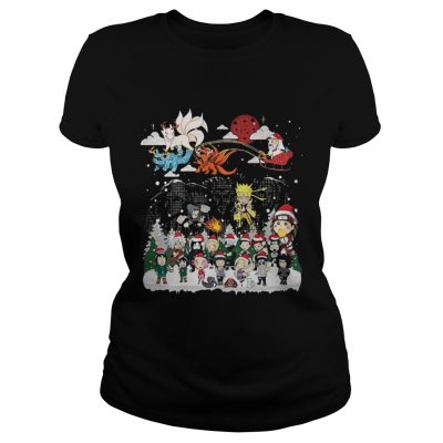 Ladies Tee Christmas Santa Matatabi Kokuo Kurama Sleigh Naruto shirt