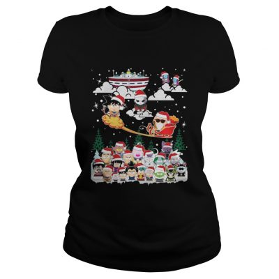 Ladies Tee Christmas Santa Son Goku Sleigh Dragon Ball shirt