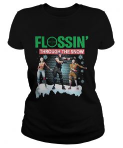 Ladies Tee Flossing Through The Snow Fortnite Christmas Shirt