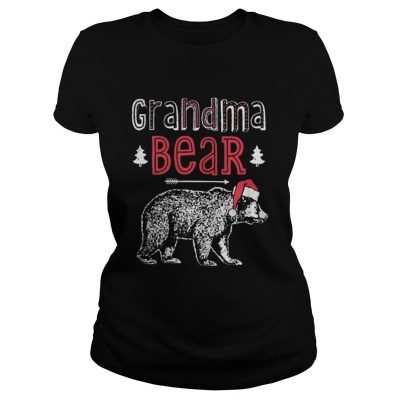 Ladies Tee Grandma Bear Christmas Santa shirt